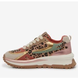 Blowfish Malibu Leo Sneaker with Gold and Pink Accents